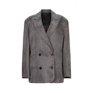 Allsaints Elle Oversize Blazer Jacket 4 Gray Double-Breasted NWT $445